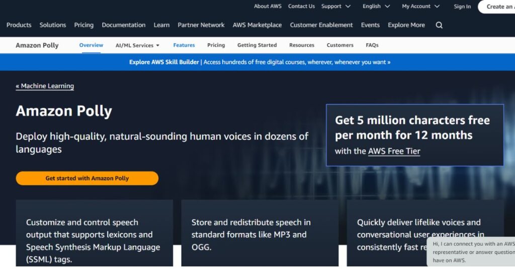 AI Voice Generators Amazon Polly website interface